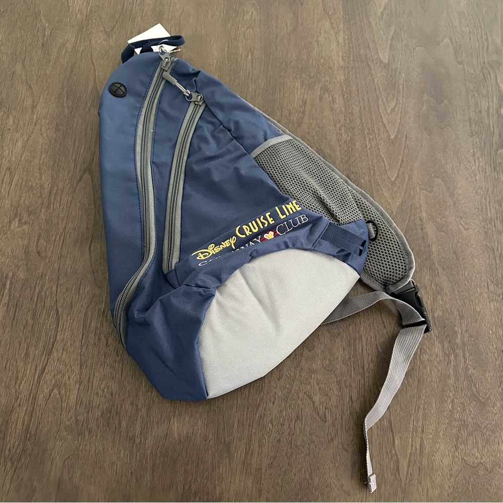 Disney Cruise Line Sling Shoulder Backpack Bag Blue and Gray New
